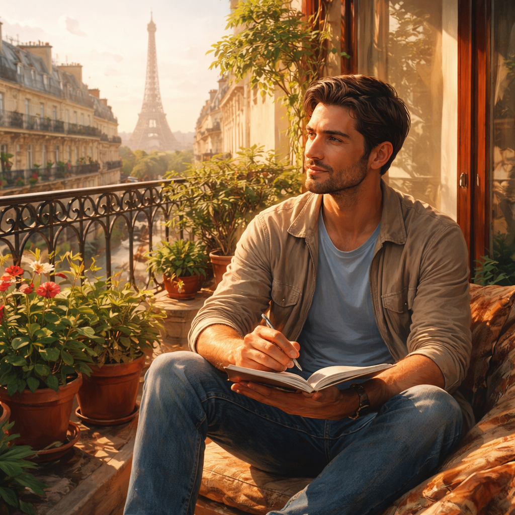 Illustration d'une Nouvelle à Paris (années 2010) sur la blessure d’abandon parental : un homme apprivoise peur et lien, guérit par Amana et Sulhie, pas à pas.