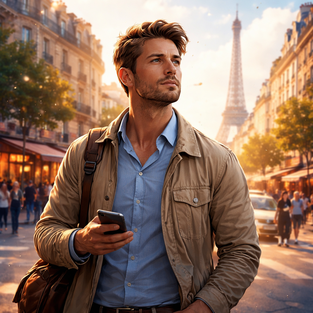 Illustration d'une Nouvelle percutante à Paris dans les années 2020, où un homme affronte un changement de plan inattendu et transforme son conflit intérieur par l’Amana et la Sulhie