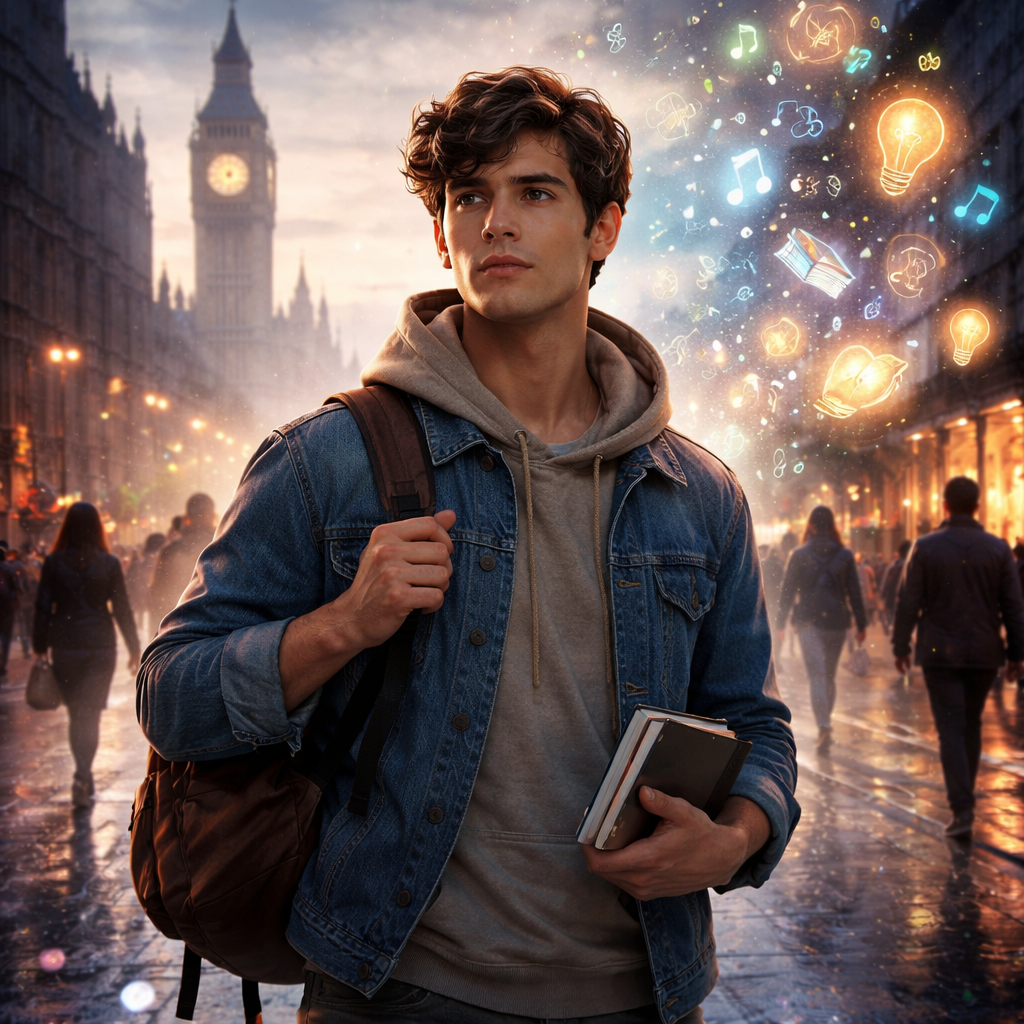 Illustration d'une Nouvelle littéraire située à Londres en 2025, sur les troubles d’apprentissage, l’Amana et la Sulhie, où la dignité se reconquiert par l’action consciente.