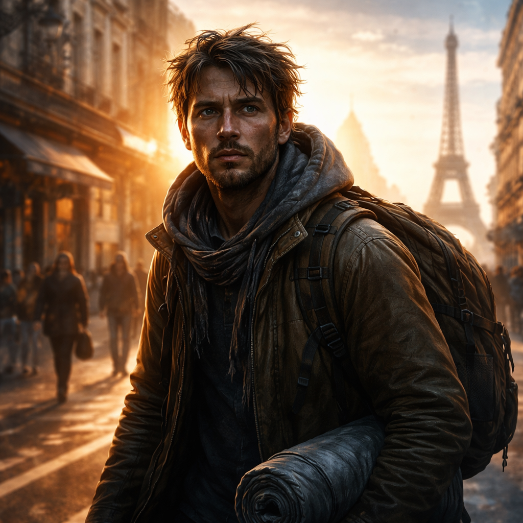 Illustration d'une Nouvelle percutante se déroulant à Paris en 2034 : un homme sans-abri reconstruit sa vie grâce à l’Amana et la Sulhie et trouve la force de se sortir de la rue.